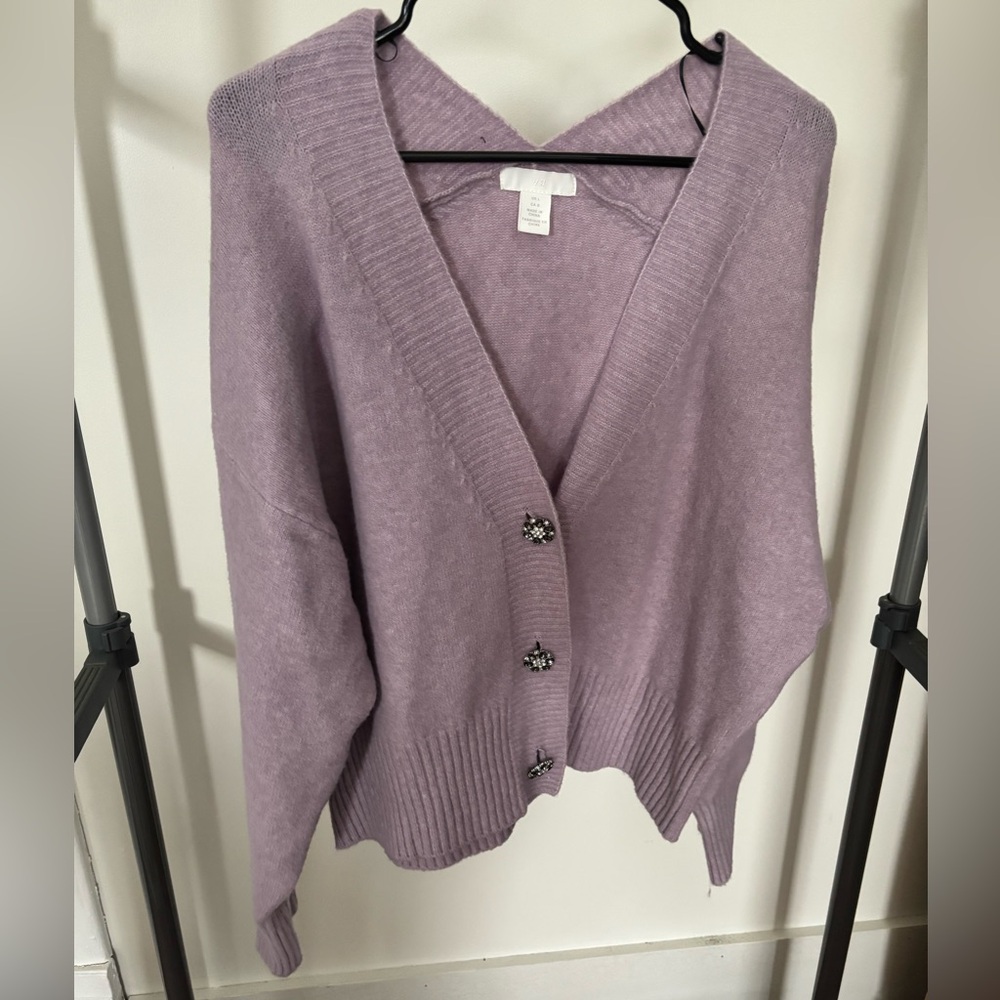 Lavender Button-Up Women's Cardigan